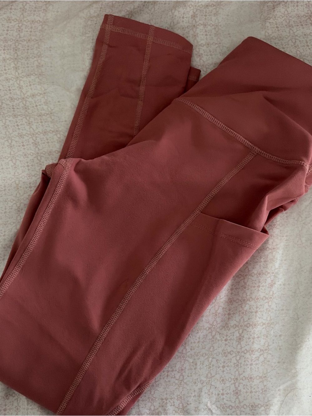Rose-Mauve Active Leggings with Side Pocket
